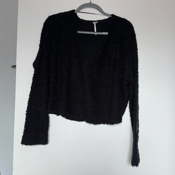 Free People Popcorn Pullover Sweater Black - Picture 4 of 8